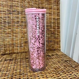 Starbucks 2018 Holiday Travel Cup Tumbler 16 oz Sparkle Glitter Pink Foil RARE